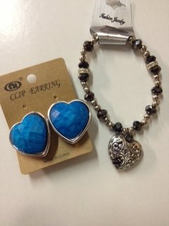 Heart+Earring+and+Bracelet+Set