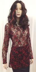 Black and Red Lace Blouse