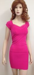 Stretchy Pink Top And Skirt Set