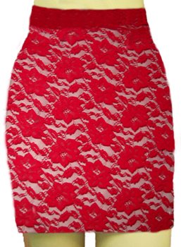 Red Lace Mini Skirt: Drag-Queen Clothing, Shoes, Hosiery,Breastforms ...