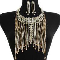 Rhinestone Shoulder Necklace Set - 135483GD