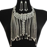 Rhinestone Shoulder Necklace Set - 135483SL