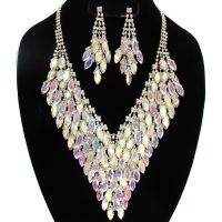 Rhinestone Teardrop Necklace Set - 148800AB