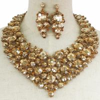 Crystal Oval Necklace Set 150433BR