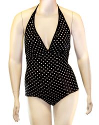 White Polka Dot Halter Swimsuit