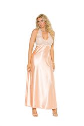 Peach Lace And Satin Gown