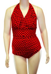 Black Polka Dot Halter Swimsuit