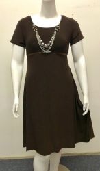 Brown Flair Dress With Necklace