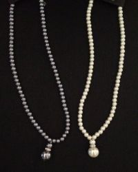 Dangling Pearl Necklaces With Rhinestones