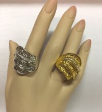Gold And Silver Wavy Ring Set