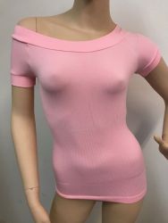 Pink Off The Shoulder Stretch Top