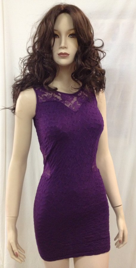 Plum+Mini+Dress+With+Lace