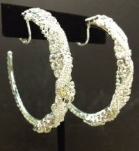 Twisted Rhinestone Hoop Clip Ons