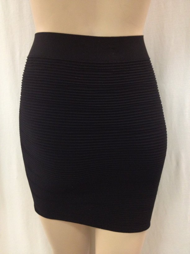 Black+Ribbed+Mini+Skirt