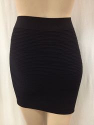 Black Ribbed Mini Skirt