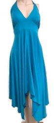 Turquoise Halter Dress With Breast Form Pockets