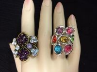 Two Pack Colored Rhinestone Rings