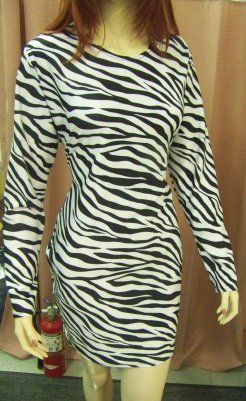 Zebra+Print+Long+Sleeve+Dress